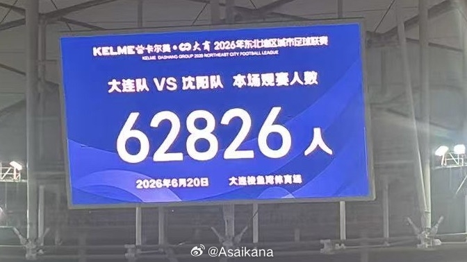 东北超大连德比62826人创纪录，1-1平沈阳